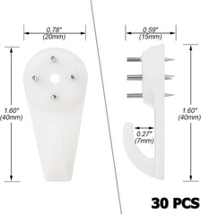 30pcs Concrete Wall Hooks, Non-Trace Picture Hanger for Wooden/Stucco/Plaster/Ha