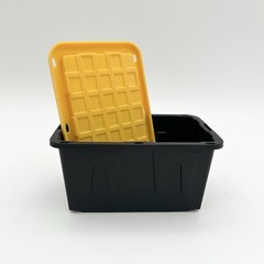 5 PACK Lowe’s Teeny Tiny Tote Mini Black Storage Container With Yellow Lids NEW