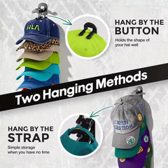 2PCs Hat Rack For Baseball Caps Wall Mount Organizer NEW