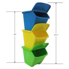 Stackable Recycle Bins Sorting Storage 30 Gallon 3 PC Set Home Kitchen Garbage