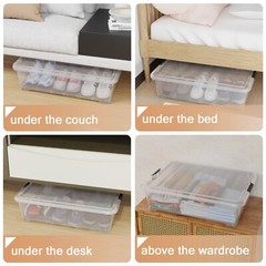 Idotry 50 Quart Under Bed Storage Box, Stackable Bin with Lid & Wheels, 3-Packs