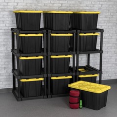 (2 pack) 4 Tier Tote Rack, Holds Four 27 Gallon Industrial Storage Totes, Heavy