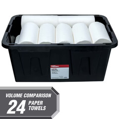 (6 pack) Hyper Tough 27 Gallon Large Storage Bin with Snap Lid, Black and Red