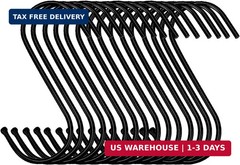 30 Pack Black S Hooks Steel Hanging Hooks Heavy Duty S Hanger Hook Metal Kitchen