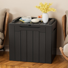 Stackable 30 Gal Plastic Storage Bin with Lid – Black Organizer for Home & Offic