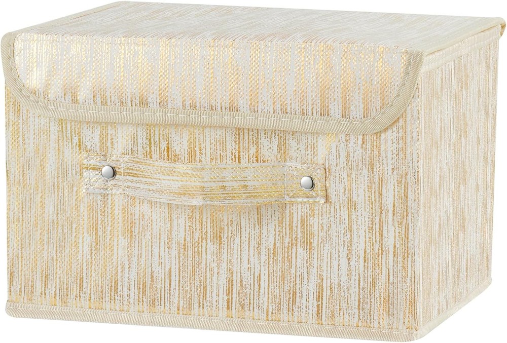Decorative Storage Boxes with Lid Luxury Metallic Fabric Storage Bins