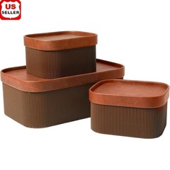 Eco-Conscious Stackable Storage Box Set Elegant Vegan Leather Home Organizer New
