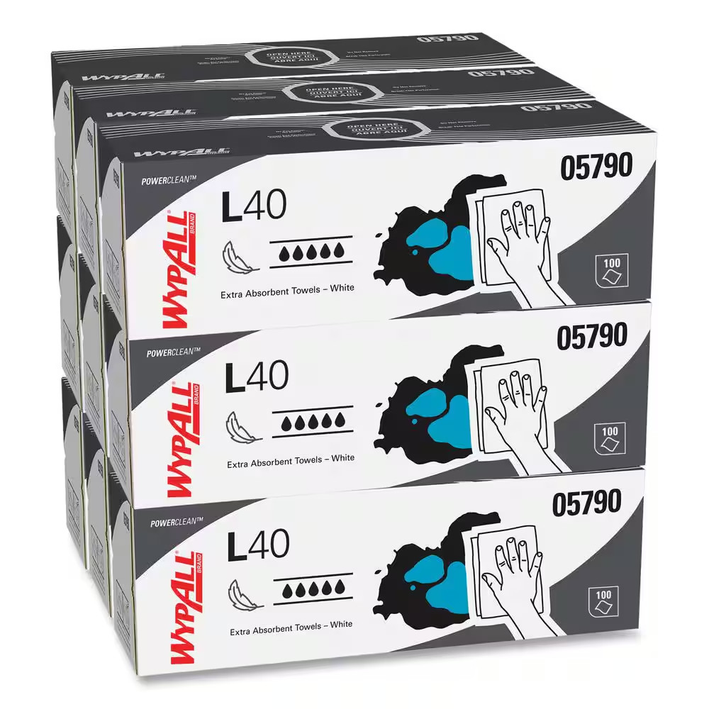 L40 Towels, POP-UP Box, White, 16-2/5 In. X 9-4/5 In., 100/Box, 9 Boxes/Carton
