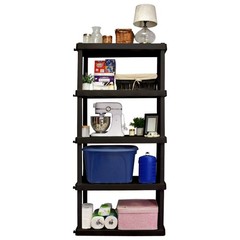 Hyper Tough Plastic Storage Shelves Garage Shelving Unit 5-Tier 73.80″H x 17.75″