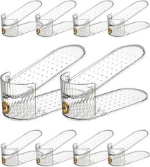 10 Pack Clear Adjustable Double Layer Shoe Stackers Space Saver