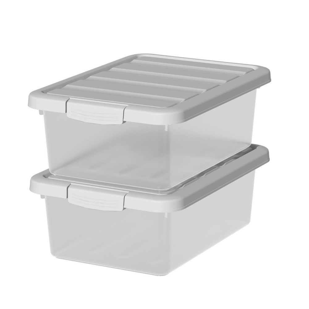 2 Pack 14 Quart Medium Storage Bins SeeThrough Organizing Box Latches