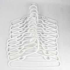 Lot of 10 Children’s White Plastic Tubular Hangers with Notches, 12″