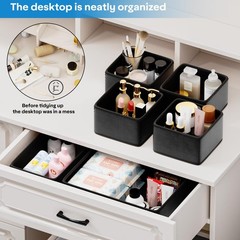 Vegan Leather Drawer Organizers,12 Pack Makeup Storage boxes,Vanity Drawer Lu…