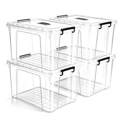 4 Pack 360 QT 340L Clear Storage Bins with Lids Stackable Plastic Organizer