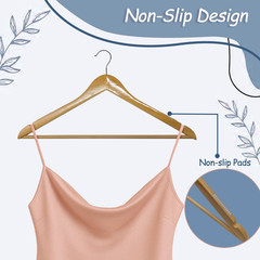 19 Inch plus Size Hangers, Natural Wood, 10Pk | Extra Wide Hangers for XL, XXL S