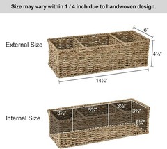 Wicker Toilet Basket Tank Topper, Toilet Paper Basket for Back of Toilet Tank To