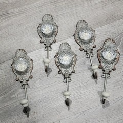 Boho Chabby Chic Home Decor Wall Hooks Set of 5 Metal Glass 8″