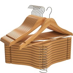 Wooden Hangers Pack of 20 & 60 & 100 Suit Hangers Premium Natural Finish Home US
