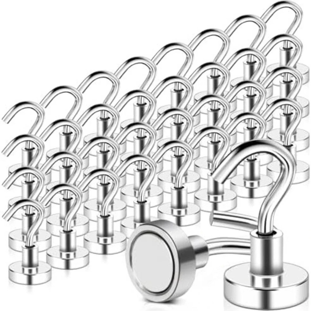 32 Pack Magnetic Hooks Heavy Duty, 25 lbs Strong Magnet Hooks – Multipurpose