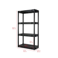 Hyper Tough 4-Tier Plastic Shelving Unit, Heavy Duty Garage Storage Rack, 280lb
