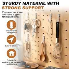 10 Pcs Pegboard Hooks 3.74 x 2.36 In, J-Shape Metal Peg Board Hooks, White
