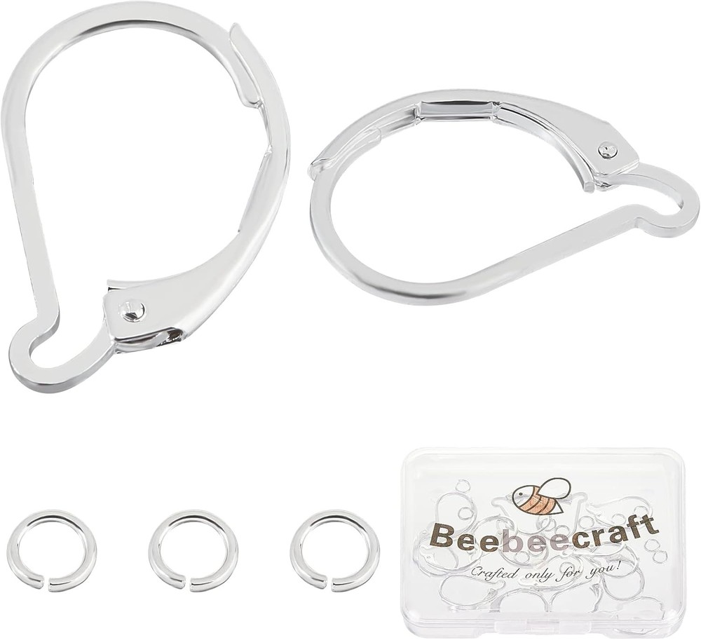 Beebeecraft 1 Box 20Pcs Leverback Earring Findings 925 Sterling Silver