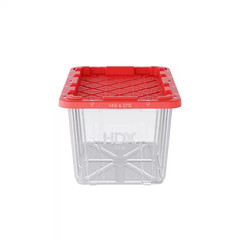 27 Gal. Tough Storage Tote in Clear with Red Lid
