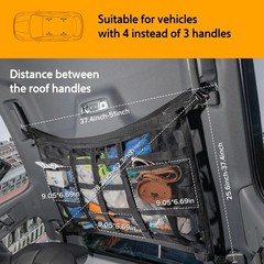 Car Ceiling Cargo Net with 3 Pockets,31.5″x21.6″ Overhead Storage Mesh Organizer