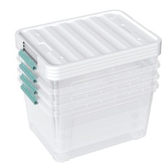 Idotry 85 Qt Clear Plastic Stackable Latching Storage Box w/ Lid & Wheels 4 Pack