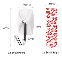 32 PCS Small Wire Adhesive Wall Hook 36 Strips Damage Free Key Coat