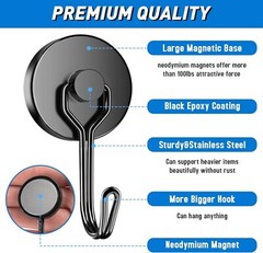 6 Pack Magnetic Hooks Heavy Duty, 35LBS Swivel Swing Neodymium Magnet Hooks
