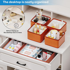 Vegan Leather Drawer Organizers,16 Pack Makeup Storage Boxes,Vanity Drawer Luxur