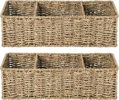 Wicker Toilet Basket Tank Topper, Toilet Paper Basket for Back of Toilet Tank To