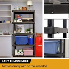 Hyper Tough Plastic Storage Shelves Garage Shelving Unit 5-Tier 73.80″H x 17.75″
