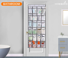 over the Door Shoe Organizer 24 Large Mesh Pockets, White