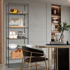 65″ Adjustable Rolling Storage Rack 6-Tier Wire Shelving Unit with Hanging Hooks
