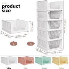 SNSLXH 5 Pack Stackable Closet Storage Basket, Multifunctional & Foldable Closet