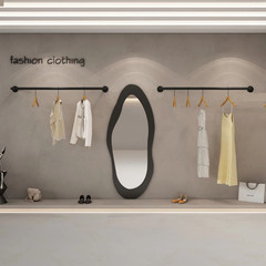 2pcs Wall Mount Pipe Clothes Rack Heavy Duty Black Garment Hanging Bar 4pcs Hook