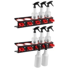2 Pcs Spray Bottle Storage Rack, Wall Mount Bottle Organizer Car Detailing, Stee