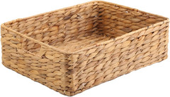 Handwoven Water Hyacinth Basket with Handle – 15.35L x 12W x 4.72H In