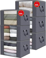 3 Sets of 60L + 90L Closet Organizers Storage Bins For Clothing Bed Sheets