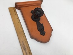 Vtg Red Glass Door Knob Repurposed Into Wall Hook with Mini Shelf Orange Decor