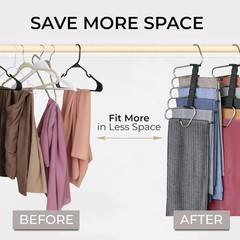 Pants Hangers Space Saving – 2 Pack – Non-Slip Multi-Layer Space Saving Hangers