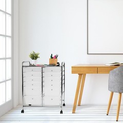 Seville Classics Multi-Use 12-Drawer Organizer Stationary Cart, Frost White