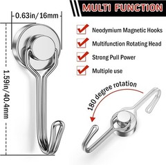 6 Pack Swivel Swing Magnetic Hook 30LBS Heavy Duty Magnetic Hooks Strong Magnet