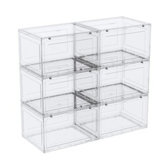6-Packs Magnetic Drop Side Shoe Box Storage Containers Sneaker Display Cases