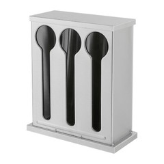 8.07*3.54*9.25“ Silver 3 Compartment Stainless Steel Cutlery Organizer With Lid