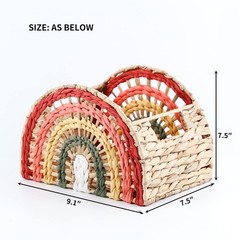 Wicker Storage Basket Water Hyacinth Woven Shelves Handle 9.1×7.5×7.5 Inch