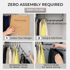 Pants Hangers Space Saving – 2 Pack – Non-Slip Multi-Layer Space Saving Hangers