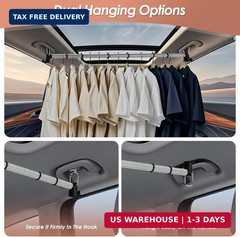 Car Clothes Hanger Bar, Adjustable 30-64 Inch Clothes Rack for Car Travel, Heavy
